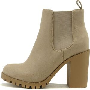 Soda - Suede Glove Ankle Boot with Chunky Heel